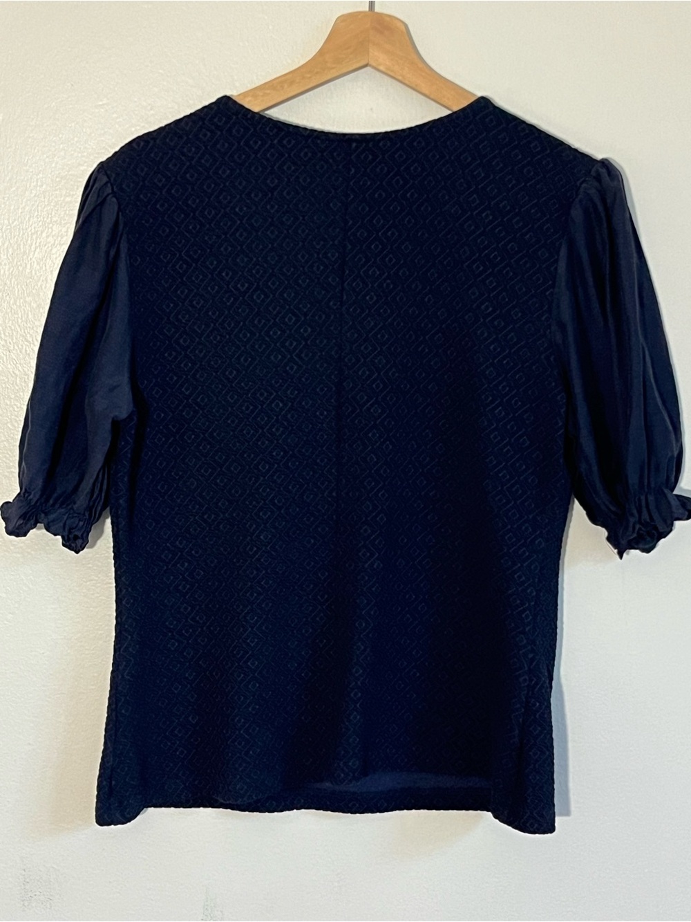 Saint + Sofia Navy Tori Puff Sleeve V-Neck Top size 12 - Picture 2 of 8